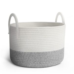 Keplin Rope Storage Baskets - Woven Two Tone Material Nursery Hamper with Handles