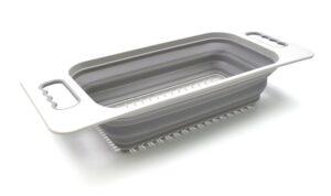 SAMMART 1 Piece Over The Sink Rectangular Colander (Grey)