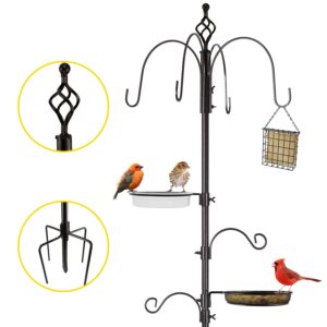 Urban Deco Bird Feeders Hanging Station Metal Bird Feeder Pole With Multi Hooks Bird Feeding Station With Feeders