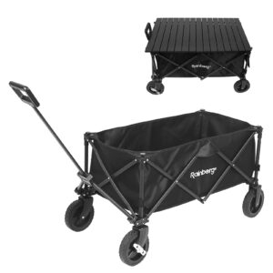 Rainberg Folding Trolley on Wheels & Table on Top Cart with Adjustable Handle & Cover Bag