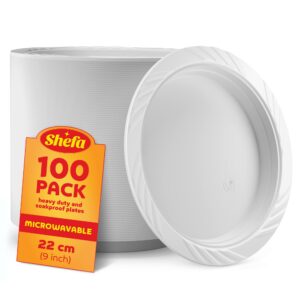 Shefa Pack of 100 White Plates - Plastic Plate