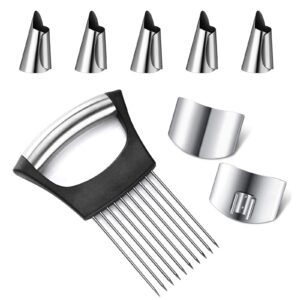 8 Pcs Kitchen Finger Guards Chopping Onion Holder Slicer Adjustable Finger Nail Protector Safe Knife Cutting Shield Kitchen Tool to Slice Vegetables Fruit Mea