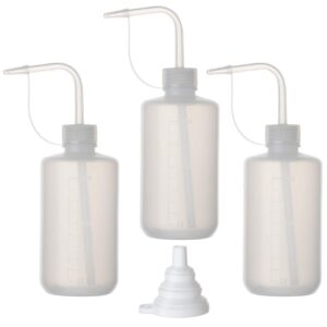 Hyber&Cara 3 Pcs Safety Wash Bottle 250ml Plastic Squeeze Bottle with Cap for Lab