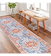 Cekene Distressed Runner Rugs Non-Slip 60x240cm Extra Long Boho Hallway Rug Runner Low Pile Kitch...