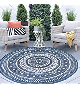 Cekene Outdoor Rug Round 150cm Waterproof Reversible Camping Mat and Rug Portable Plastic Outdoor...