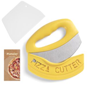 Pietuley Novelty Pizza Cutter with Cover and Plastic Dough Scraper
