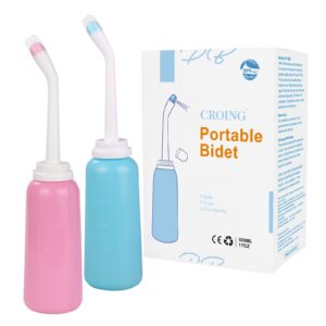 CROING- Pack of 2-500ml Portable Bidet Bottle for Postpartum Essentials (Green and Pink)