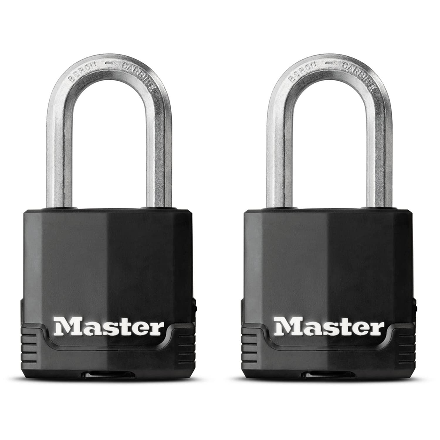 MASTER LOCK Heavy Duty Padlock [Key] [Covered Laminated Steel] [Weatherproof and Rustproof] [Medium Shackle] [Pack of 2] M115EURTLF - Best Used for Storage Units