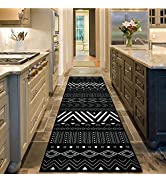 Cekene Runner Rugs for Hallway Non Slip 65x180cm Moroccan Nylon Kitchen Runners Rug Washable Blac...