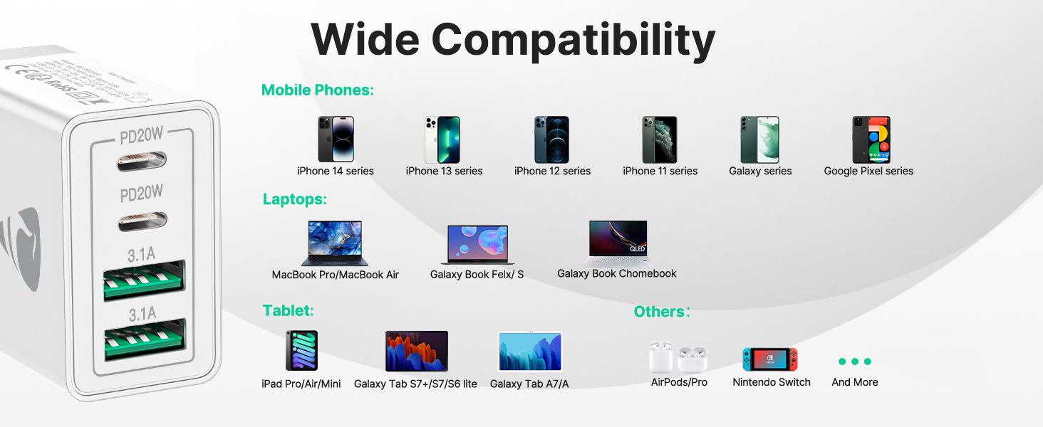 Universal Compatibility USB and USB C Charger Plug Adapter UK