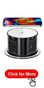 Hidden Recessed Power Socket with Wireless Charger, 4 UK Plug