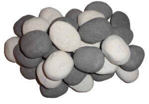 20 Gas fire ceramic replacement pebbles 10 White 10 Grey In Coals 4 You packaging 60mm x 40mm x 40mm