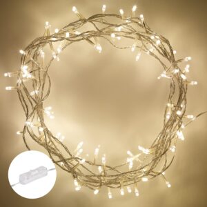 Lights4fun Indoor Fairy Lights 100 Warm White LEDs on 8m of Clear Cable Rocker Switch Plug i