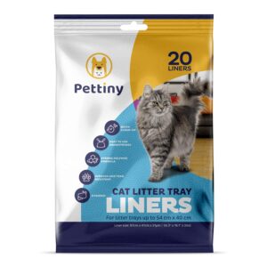 Pettiny 20 Cat Litter Tray Liners with Drawstrings Scratch Resistant Bags for Medium and Large Litter Box