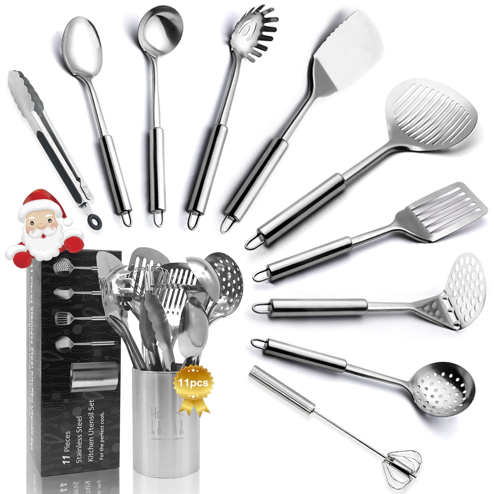 Kitchen Utensil Set Stainless Steel 11pcs - LYLAB Cooking Utensils Set for Cooking and Baking