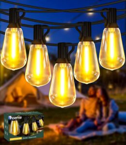 FGRYB Festoon Lights Outdoor Mains Powered - 100Ft Garden String Lights with 50+3(Spare) LED Shatterproof Bulbs Outside Waterproof Weatherproof 30.48M Gazebo Lights for Patio Party Pergola Bistro