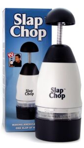 Slap Chop Original Slicer with Stainless Steel Blades | Vegetable Chopper Gadget | Mini Chopper for Salads | Kitchen Accessory White