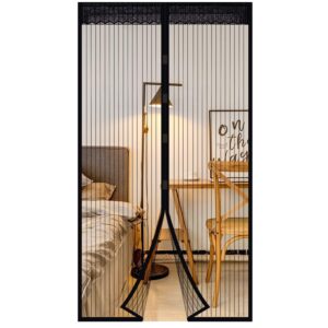 EXTSUD Magnetic Screen Door Polyester Magnetic Curtain Magic Paste Curtains Super Quiet Stripes Encryption for Anti Mosquito or Anti Pest Magnetic Soft Door (80 x 200 cm)