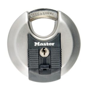 MASTER LOCK Heavy Duty Disc Padlock [Key] [Stainless Steel] [Outdoor] M40EURD - Best Used for Storage Units