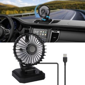 Coikes Car Fan 5V Portable Electric Auto Cooling Fan USB Powered Car Cooling Fan 360 Degree Rotation Lightweight Vehicle Air Circulation Desk Fan for Most Car SUV RV Boat Auto Vehicles (Single Head)