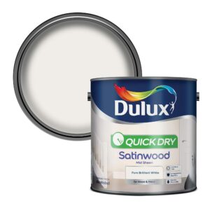 Dulux Quick Dry Satinwood Paint For Wood And Metal - Pure Brilliant White 2. 5 Litres