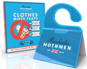 MANCHESTER MOTHMEN Moth Killer | 5 Professional Clothes Moth Trap | Moth Repellent For Wardrobes | Carpet Moth Treatment | Anti Moth Product | Paper Pheromone Traps For Wardrobe | Carpet Beetle Kille