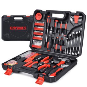 GoYwato 214-PCs Household Tool Kit - Home Repair Tool Kit - General Hand Tool Set for Handyman & Homeowners & DIY with & Ratchet Screwdriver Set & Wrench Set & Pliers & Portable Toolbox Storage Case