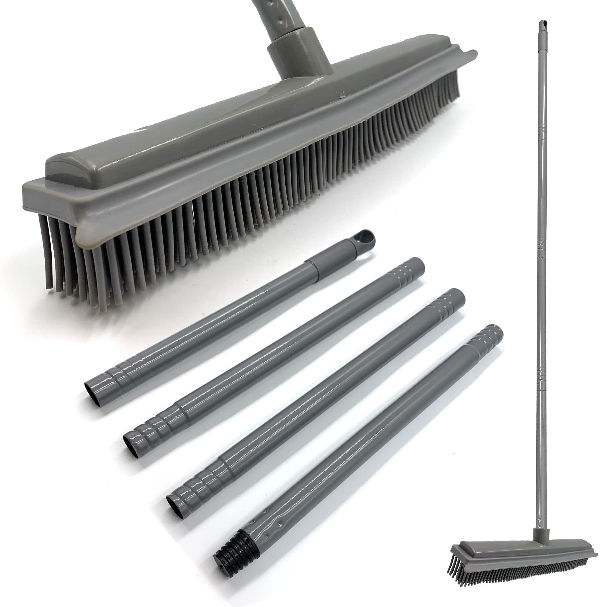 Rubber Broom with 120cm Multi-Section Metal Handle