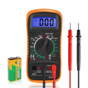 Digital Multimeter Voltmeter Battery Voltage Multi Tester AC DC Volt OHM Amp Current Meter Continuity Circuit Resistance Diode Ammeter Electrical Tester with Test Leads Backlight LCD Display