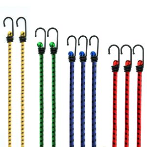 CUALITYX Bungee Cords with Hooks Heavy Duty Pack of 10 Weatherproof & UV-Resistant Elastic Bungee Straps – Ideal for Securing Luggage