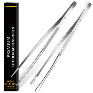 2 Pcs 12-Inch Fine Cooking Tweezer Tongs