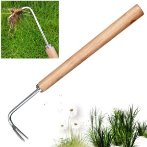 Garden Tools Manual Weeder Puller With V-Shape Hook Garden Tools Weed Remover Tool Weeding Tool for Garden Yard Lawn Farmland with Extended Hard Solid Wood Handle (Long Handle)