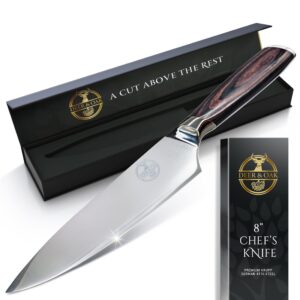 Deer & Oak 8" Chef Knife - 1 x Chef Kitchen Knife Made of Premium German Stainless Steel - Chef's Knife for Professional & Domestic Use - Chef Aid Knife - Perfectly Balanced Blade