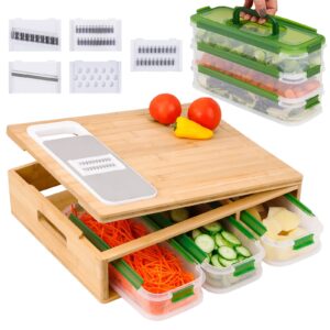 Kitchen Bamboo Chopping Board with Containers & Graters