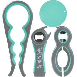Jar Opener and Bottle Opener with Silicone Jar Gripper Pad - 4Packs Rubber Jar Opener for Weak Hands