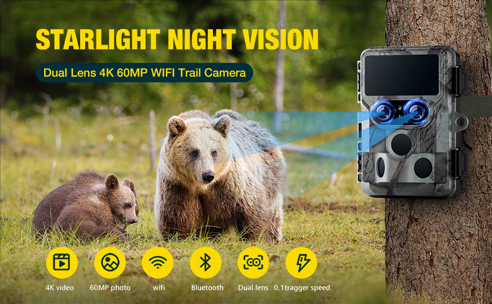 Native 400mp Camera 2023 Version Native 4K 60MP 30FPS Wildlife Camera WiFi - Keystone 4