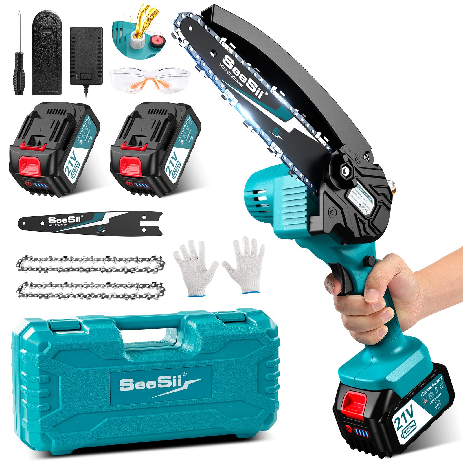 4000+4000 mAh Mini Chainsaw Cordless 6 inch