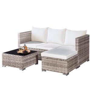 ASOWNSUN 4 Seater Rattan Garden Furniture Sets