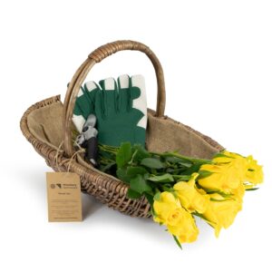 Wrenbury Antique Small Wicker Basket - Garden Basket - Traditional Flower Trug Garden Tool Carry Basket - Trug for Garden - For Veg