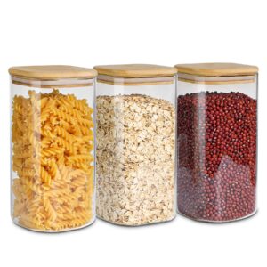 ComSaf 1500ml Glass Jars with Bamboo Lids