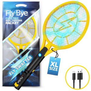 Fly-Bye Electric Fly Swatter (Upgraded 2023 Version) - 4000v Electric Fly Zapper Racket - Electric Fly Killer Racket - Electric Bug Zapper