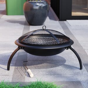 Fire Vida Fire Pit Steel Folding Outdoor Garden Patio Heater Grill Camping Bowl BBQ With Poker