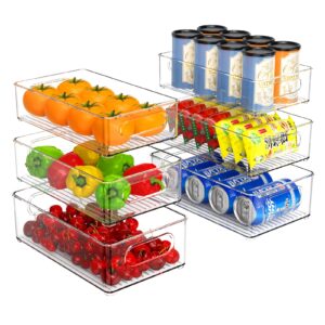 NHOWIN 6Pcs Fridge Organisers Stackable-3 Size Fridge Storage Containers