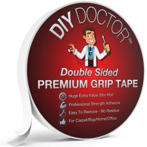 DIY Doctor Extra Strong Double Sided Carpet Tape - 1x 21mm x 20m Carpet Tape Double Sided Heavy Duty - Double Sided Tape - Double Tape - Double Sided Rug Tape for Home and Professional Use