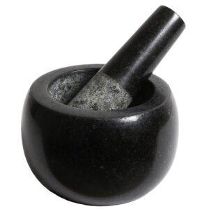 Black Granite Pestle and Mortar Set - A Large Grinding Bowl