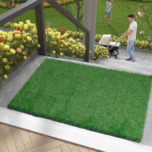 SHACOS Artificial Grass Turf 80 x 120 cm Non-slip Outdoor Rug Doormat Dog Training Floor Protection Mat Lawn of Green High Density Natural Realistic Looking Garden Synthetic Lawn Rug