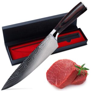 Kitchen World Tools Chef Knife – Sharp Kitchen Knife – Premium Stainless Steel Knife – Chopping Knife – Cooking Knife with Ergonomic Handle – 8 inch Chefs Knife Blade