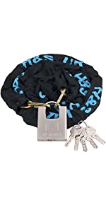 Heavy Duty Bike or Motorcycle Chain - Anti-Theft 10mm x 1.2m Security Chain and Lock with 5 Keys