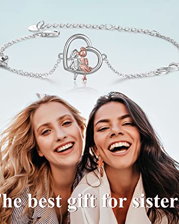 VONALA 925 Sterling Silver Sister Heart Bracelet, Infinity Symbol Design Friendship Jewellery Chr...