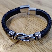 infinity bracelet knot men magnetic clasp gift leather stainless steel